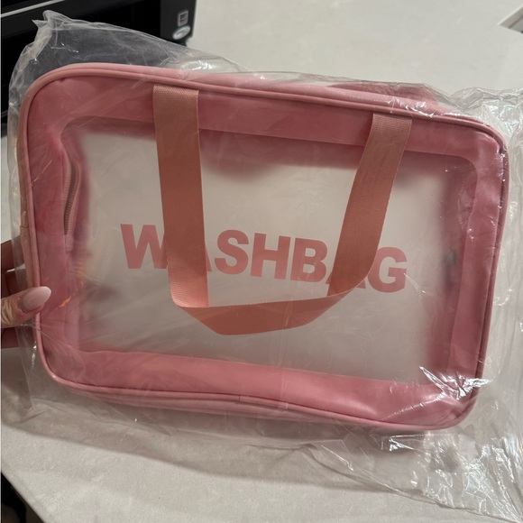 Chic Pink Transparent Washbag with Handles - Picture 3 of 3